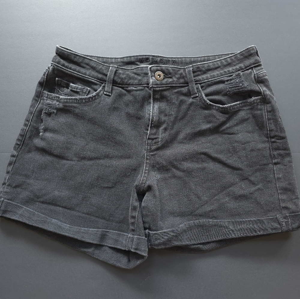 Arizona Jean Co. Black Distressed High Waisted Denim Shorts - Size 9